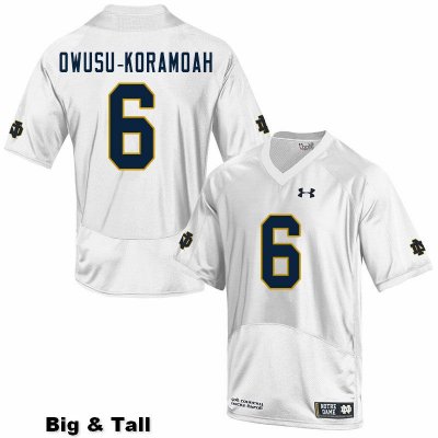 Notre Dame Fighting Irish Men's Jeremiah Owusu-Koramoah #6 White Under Armour Authentic Stitched Big & Tall College NCAA Football Jersey KYP5299FF